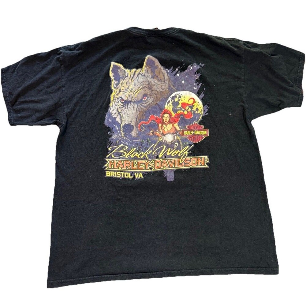 Harley-Davidson Black Wolf Bristol VA Motorhead Mens T-Shirt XL Black 2012
